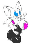  2019 anthro better_version_at_source big_breasts bodily_fluids breasts butt chiropteran clothed clothing female gloves handwear hi_res makeup mammal rouge_the_bat solo sonic_(series) sweat thecon wings 