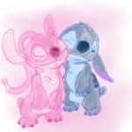 1:1 2015 4_toes alien angel_(lilo_and_stitch) antennae_(anatomy) back_markings blue_eyes blue_fur chest_markings chest_tuft claws colored_sketch disney duo ears_down experiment_(lilo_and_stitch) eyes_closed fur head_tuft lilo_and_stitch low_res markings one_eye_closed pink_background pink_fur pivoted_ears simple_background small_tail smile standing stitch_(lilo_and_stitch) toes tuft vanillabean-bunny 
