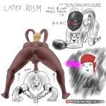  1:1 anus backsack balls big_dom_small_sub breast_pumps chain clothing corney girly handwear hypnosis male male/male mask mind_control mittens penis rubber sissification size_difference sketch small_penis text 
