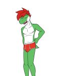  anthro anthrofied briefs bulge clothed clothing fuze hi_res male mario_bros navel nintendo nipples simple_background solo topless underwear video_games white_background yoshi 