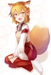  animal_ear_fluff animal_ears blonde_hair blush fang flower fluffy fox_ears fox_girl fox_tail hair_flower hair_ornament japanese_clothes kuro_yanagi looking_at_viewer miko open_mouth senko_(sewayaki_kitsune_no_senko-san) sewayaki_kitsune_no_senko-san smile solo tail yellow_eyes 