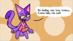  animal_crossing anthro balls bob_(animal_crossing) bodily_fluids bottomless clothed clothing cum dialogue domestic_cat erection felid feline felis fur genital_fluids male mammal nintendo open_mouth penis purple_fur rabblet simple_background solo video_games 