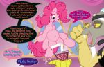  2019 4_fingers blue_eyes breasts convenient_censorship discord_(mlp) draconequus duo english_text equid equine female fingers friendship_is_magic frist44 front_view hi_res horse inside male mammal mirror my_little_pony navel open_mouth pinkie_pie_(mlp) pony sound_effects speech_bubble standing straw text 