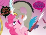  2019 blue_eyes discord_(mlp) draconequus duo english_text eye_contact female friendship_is_magic frist44 inside looking_at_another male my_little_pony pinkie_pie_(mlp) speech_bubble text 