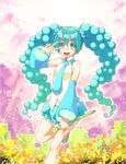  bubble hakui_ami hands hatsune_miku hatsune_niku md5_mismatch one_eye_closed original plant plant_girl solo v vocaloid 