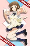  apron armpits brown_eyes brown_hair foreshortening hands highres kneehighs legs menu short_hair skirt solo takanashi_nazuna waitress working!! yokoshima_(euphoria) 