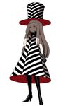  boots copyright_request full_body gloves hat high_heels ken_(koala) knee_boots long_hair red_eyes shoes simple_background solo very_long_hair white_hair 