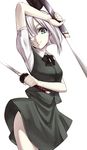  bad_id bad_pixiv_id blue_eyes dual_wielding expressionless hair_over_one_eye hairband holding katana konpaku_youmu short_hair silver_hair solo sword takemori_shintarou touhou weapon 