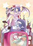  bat_wings controller crossed_legs gin'ichi_(akacia) hat hong_meiling long_hair multiple_girls red_eyes red_hair remilia_scarlet remote_control sitting television touhou wings 