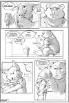  2018 anthro barefoot bear canine clothed clothing comic dialogue disney english_text fox greyscale group male mammal monochrome nick_wilde rodent screentone speech_bubble sprinkah squirrel standing text zootopia 