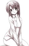  bad_id bad_pixiv_id bottomless dress_shirt hair_ornament lyrical_nanoha mahou_shoujo_lyrical_nanoha monochrome open_clothes open_shirt shirt solo x_hair_ornament yagami_hayate yokoyama_kouji 