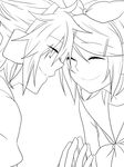  1girl bad_id bad_pixiv_id brother_and_sister closed_eyes greyscale hair_ornament hairclip kagamine_len kagamine_rin lineart monochrome profile ryou_(fallxalice) short_hair siblings smile twins vocaloid 