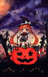  halloween hat highres jack-o'-lantern mocomoco original polearm pumpkin solo trident twintails weapon witch witch_hat 