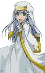  book green_eyes habit hat index long_hair nun robe silver_hair smile solo to_aru_majutsu_no_index yui_(karina-yui) 