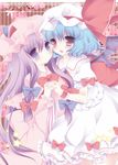  bad_id bad_pixiv_id bat_wings blue_eyes blue_hair bow hair_bow hat lavender_hair long_hair multiple_girls patchouli_knowledge purple_eyes remilia_scarlet shibainu_niki touhou wings 