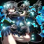  braid izayoi_sakuya maid maid_headdress muntaro red_eyes short_hair silver_hair solo touhou twin_braids 