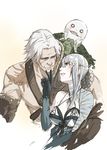  1boy 1girl bandage bandages blush breasts cleavage couple emil_(nier) emil_(no.7) flower gloves hermaphrodite hetero kaine_(nier) keine masato_(pixiv) nier nier_(character) nier_(old) no._7_(nier) pixiv_thumbnail resized white_hair 