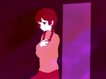  aharan bad_id bad_pixiv_id braid flat_color madotsuki pink pink_eyes pink_hair pink_shirt purple shirt solo twin_braids yume_nikki 