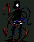  alternate_costume asymmetrical_wings bad_id bad_pixiv_id black_hair black_legwear bow fingernails frown houjuu_nue long_fingernails nail_polish purple_nails red_eyes short_hair siniti snake solo thighhighs touhou wings 