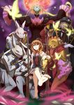  animal_ears barefoot beatrice brown_hair bunny_ears chiester_sisters crossed_legs crown dress eyepatch feet gaap highres konoe_(fogtracks) legs monocle ribbon ronove sakutarou sitting solo umineko_no_naku_koro_ni ushiromiya_maria 