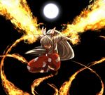  bad_id bad_pixiv_id dark fire fujiwara_no_mokou full_moon jumping kushou moon night red_eyes solo touhou 