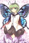  antennae blue_wings butterfly_wings cape green_eyes green_hair midori_(misuriru8) short_hair skirt solo touhou wings wriggle_nightbug 