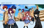  6+boys angel_beats! bad_id bad_pixiv_id blazer fujimaki_(angel_beats!) halberd hat highres hinata_(angel_beats!) jacket matsushita multiple_boys multiple_girls naoi_ayato noda_(angel_beats!) ooyama_(angel_beats!) otonashi_(angel_beats!) polearm school_uniform serafuku shiina_(angel_beats!) stairs takamatsu takeyama_(angel_beats!) thighhighs tk_(angel_beats!) usa_(cubic) weapon yui_(angel_beats!) yuri_(angel_beats!) 