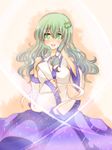  bad_id bad_pixiv_id breasts detached_sleeves frog green_eyes green_hair hair_ornament kochiya_sanae kuroshiro@irariku long_hair medium_breasts solo touhou 