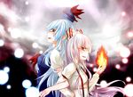  back-to-back bad_id bad_pixiv_id fire fujiwara_no_mokou kamishirasawa_keine kikuichi_monji multiple_girls profile touhou 