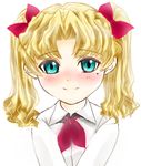  akabi_(alaburu) balalaika_(black_lagoon) black_lagoon blonde_hair blue_eyes blush child mole mole_under_eye smile solo twintails younger 