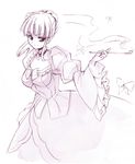  beatrice bug butterfly choker dress insect kiseru monochrome pipe purple seo_tatsuya simple_background solo umineko_no_naku_koro_ni white_background 