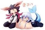  black_hair flareon gen_1_pokemon katekyo_hitman_reborn! long_hair multiple_boys pokemon pokemon_(creature) red_eyes sagami_rin short_hair silver_hair superbi_squalo vaporeon xanxus 