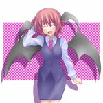  bad_id bad_pixiv_id bat_wings closed_eyes head_wings koakuma red_hair sabino_itaru short_hair solo touhou wings 