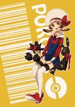  bad_id bad_pixiv_id barcode bow cabbie_hat copyright_name gen_2_pokemon hagiko hat hat_ribbon kotone_(pokemon) murkrow overalls pokemon pokemon_(creature) pokemon_(game) pokemon_hgss red_ribbon ribbon thighhighs twintails umbreon 