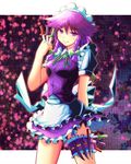  bad_id bad_pixiv_id braid izayoi_sakuya knife maid purple_eyes purple_hair solo touhou yunomi_chawan 