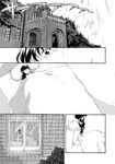  bed frills greyscale monochrome nightgown translation_request umineko_no_naku_koro_ni ushiromiya_natsuhi wide-eyed window 