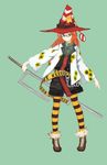  aharan bad_id bad_pixiv_id caution_tape chain character_request copyright_request glasses hat highres keep_out pantyhose sign solo striped striped_legwear sword weapon witch_hat yellow_legwear 
