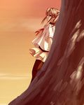  artist_request nana_(white_clarity) school_uniform skirt sky solo thighhighs tree white_clarity 
