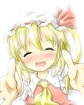  blonde_hair blush closed_eyes fang flandre_scarlet happy_tears incoming_hug looking_at_viewer meitou_muku open_mouth smile solo tears touhou 