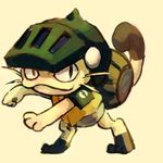  bad_id bad_pixiv_id bag felyne gen_1_pokemon helmet lowres meowth monster_hunter mutton no_humans parody pokemon pokemon_(creature) 