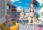  bad_id bad_pixiv_id bench bikini black_hair blonde_hair cactus cigarette food hose katouken_(ktn-works) legs long_hair multiple_girls one_eye_closed original park_bench partially_submerged pink_hair ponytail popsicle rooftop short_hair sitting skateboard smoking swimsuit wading_pool water yellow_eyes 