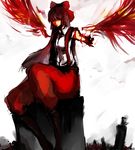  amputee bad_id bad_pixiv_id blood fiery_wings fujiwara_no_mokou houraisan_kaguya long_hair multiple_girls sitting solo_focus torn_clothes touhou un-known_(ninesix) wings 