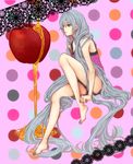  apple bad_id bad_pixiv_id barefoot food fruit hatsune_miku honey kurimikan100 legs long_hair romeo_to_cinderella_(vocaloid) sitting solo very_long_hair vocaloid 