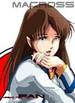  80s artist_request brown_hair choujikuu_yousai_macross hayase_misa long_hair macross macross:_do_you_remember_love? military oekaki oldschool solo u.n._spacy uniform 