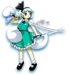  1girl frilled_skirt frills full_body hairband katana konpaku_youmu konpaku_youmu_(ghost) mary_janes official_art oota_jun&#039;ya puffy_short_sleeves puffy_sleeves shirt shoes short_hair short_sleeves silver_eyes silver_hair skirt smile socks standing sword touhou transparent_background vest wakizashi weapon wily_beast_and_weakest_creature 