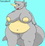  anthro big_breasts breasts butt charizardlover97 donna_(charizardlover97) female hi_res huge_breasts looking_at_viewer nintendo nipples nude overweight overweight_female pok&eacute;mon pok&eacute;mon_(species) pussy rhydon seductive simple_background slightly_chubby solo standing thick_thighs video_games voluptuous 