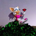  1:1 3d_(artwork) bodysuit breasts chaos_emerald chiropteran cleavage clothed clothing digital_media_(artwork) female gem jawsfm mammal rouge_the_bat sitting skinsuit solo sonic_(series) source_filmmaker star tight_clothing wings 