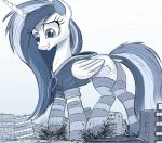  2016 city clothed clothed_feral clothing cutie_mark destruction equid equine female feral friendship_is_magic hi_res hoodie horn legwear macro mammal my_little_pony ncmares pattern_clothing pattern_legwear princess_cadance_(mlp) socks striped_clothing striped_legwear striped_socks stripes topwear winged_unicorn wings 