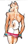  blue_pawpads butt butt_pose canid canine canis clothed clothing domestic_dog fisis hi_res laney looking_at_viewer looking_back male mammal pants_down partially_clothed pawpads portrait presenting presenting_hindquarters raised_tail rear_view simple_background solo three-quarter_portrait topless underwear underwear_down underwear_pull undressing white_background 