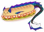  2017 arh arthropod cheese crustacean dairy_products digital_media_(artwork) fin fish fluffy fluffy_tail food food_creature fruit grumpy lettuce marine plant shrimp simple_background solo submarine_sandwich tomato 